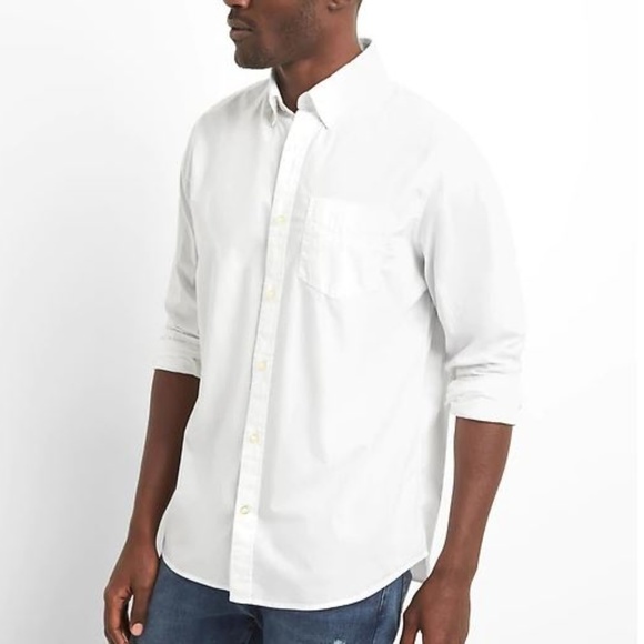 white slim fit button down shirt